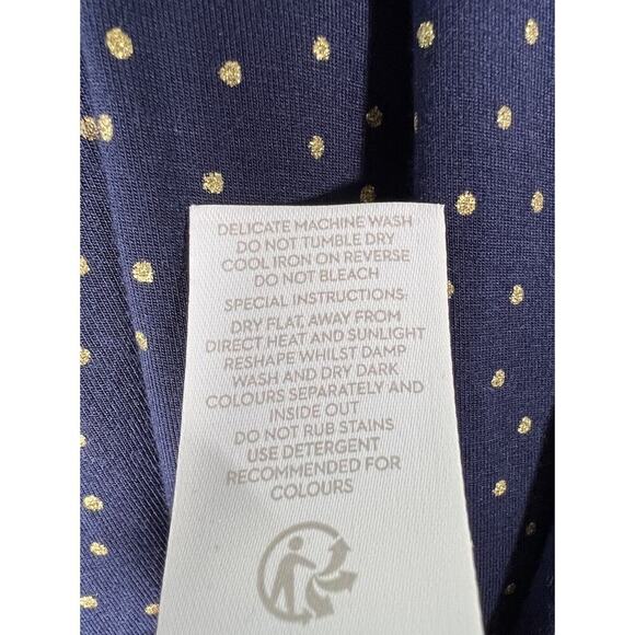 Boden Coraline Jersey Navy Metallic Spot Midi Dress Size 12 US Long Career - Picture 13 of 13